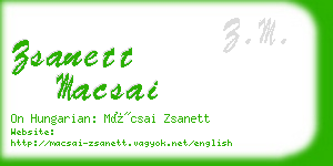 zsanett macsai business card